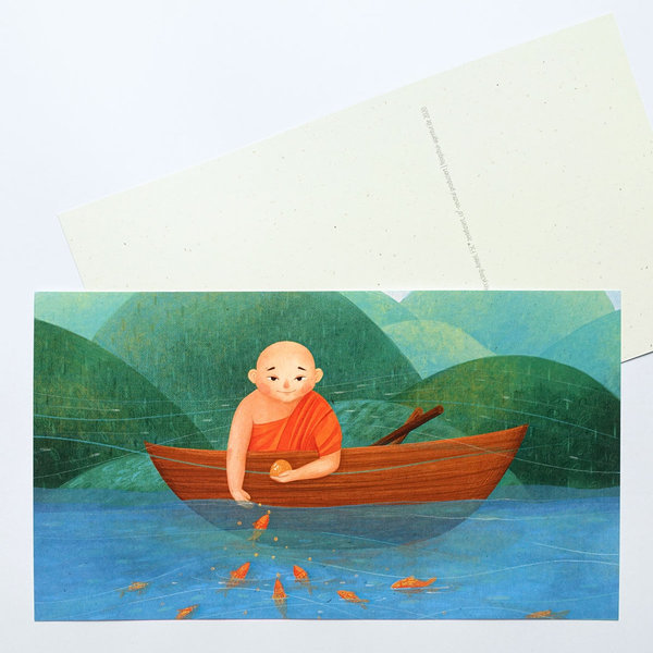 Maxi Postkarte Mönch im Boot