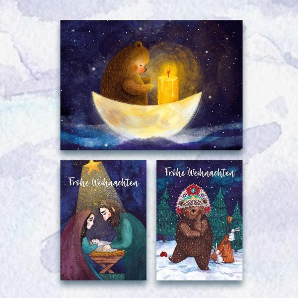 Geschenkt: Drei wunderschöne Weihnachtskarten